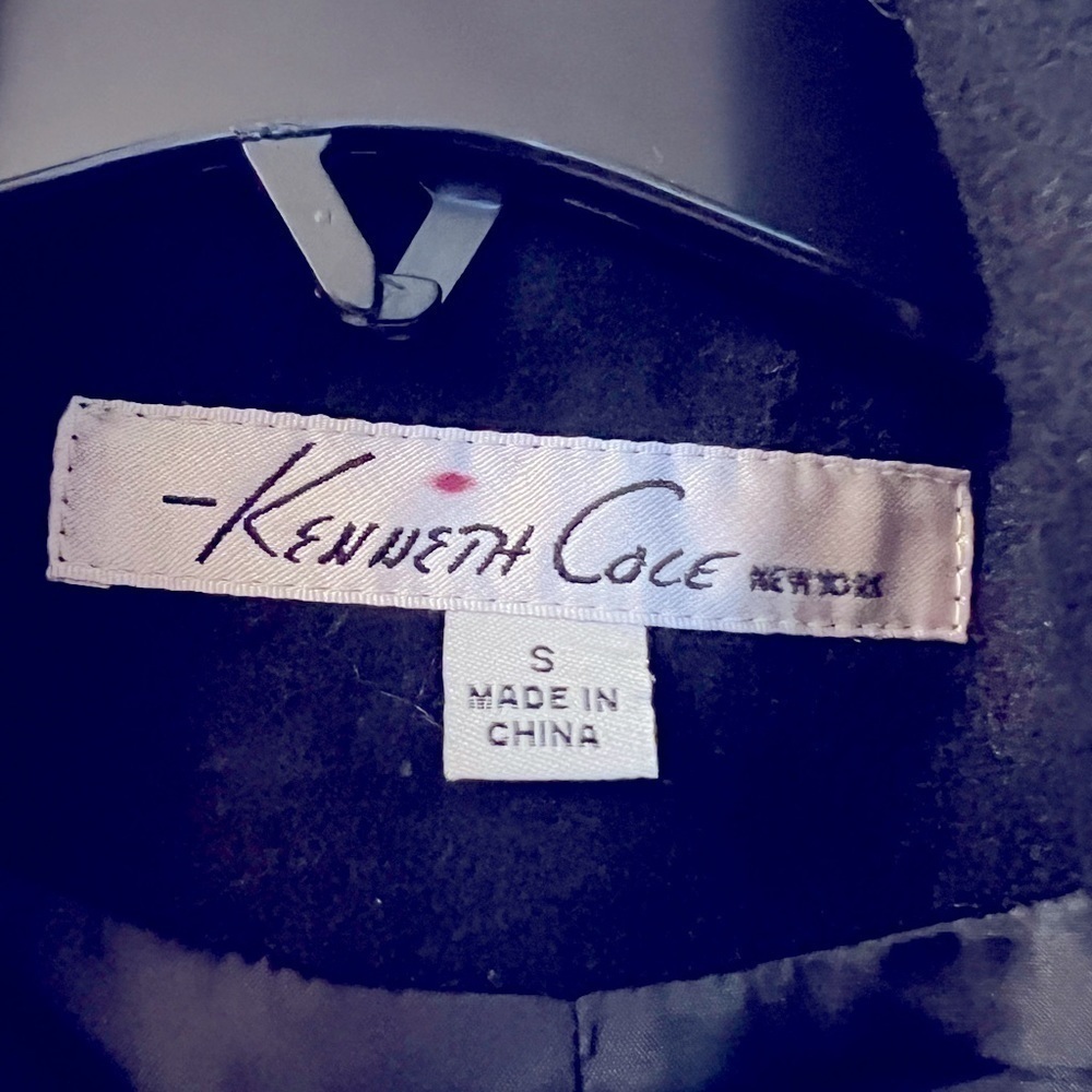kenneth Cole Black Wool Blend Belted Trench - Picture 5 of 8